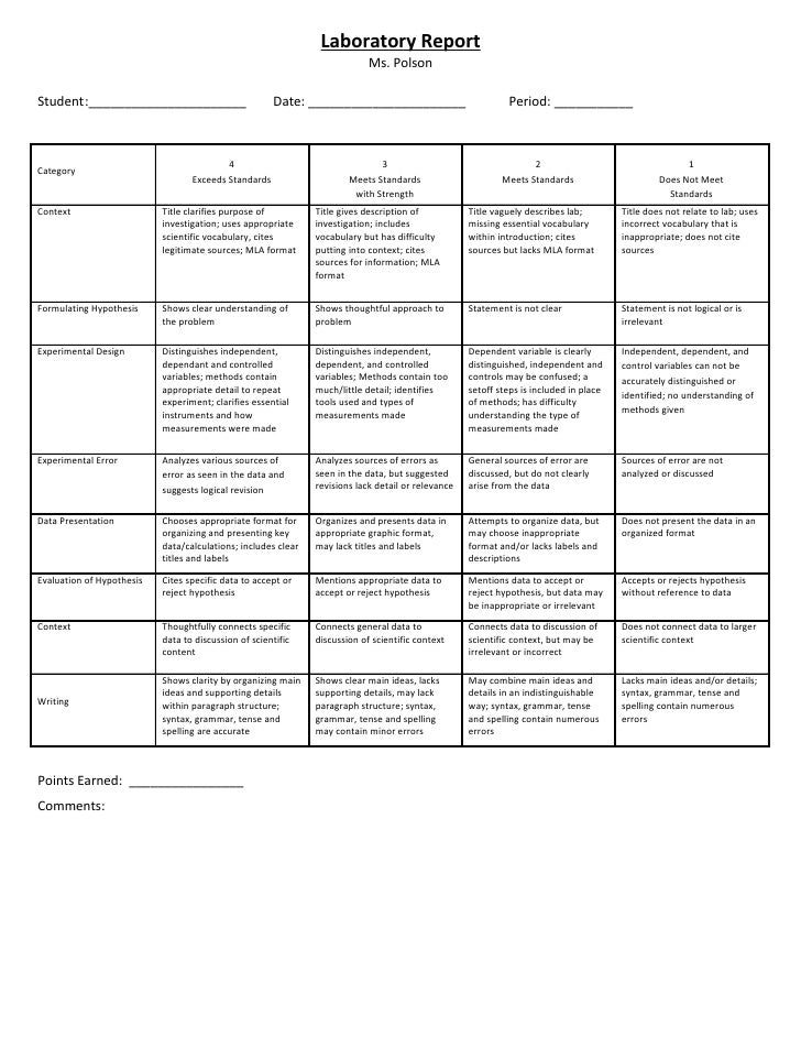 reports sample college lab