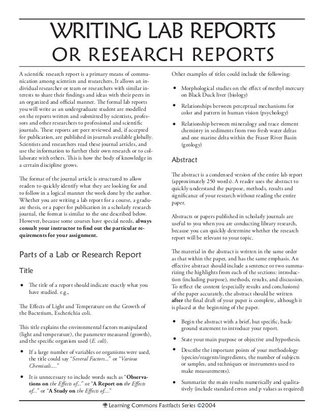 Writing lab report