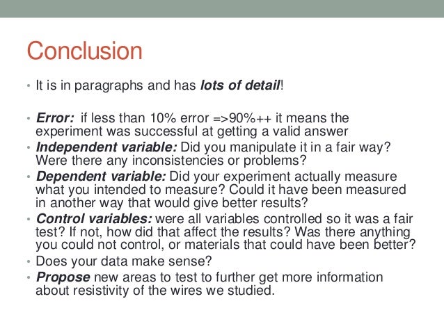 Lab report write up