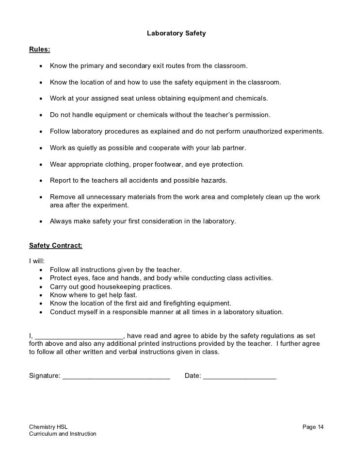 Lab safety contract