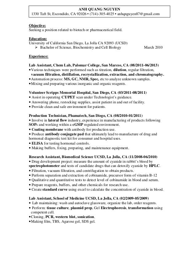 Sample resume for electronics test engineer