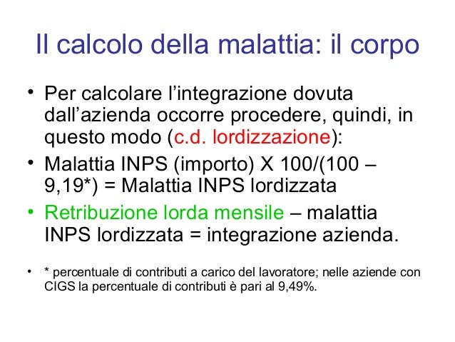 Calcolo Della Malattia In Busta Paga