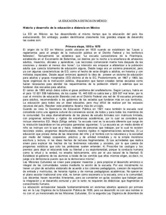 LA EDUCACION A DISTANCIA EN MEXICO la educacion a distancia en mexico: