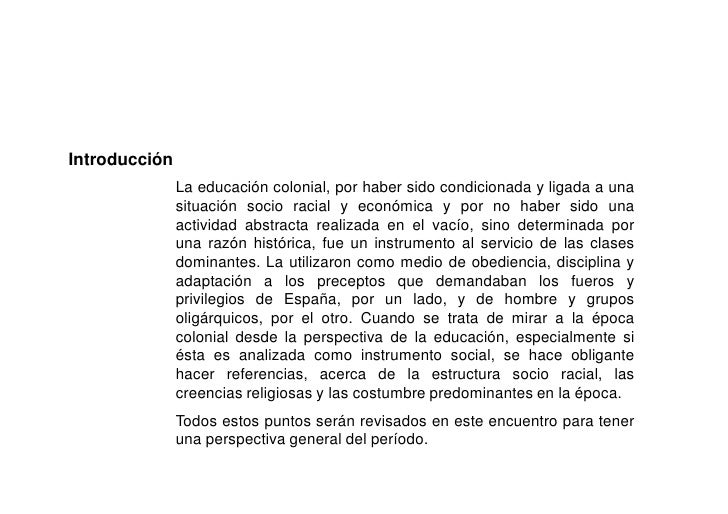 La educacion colonial