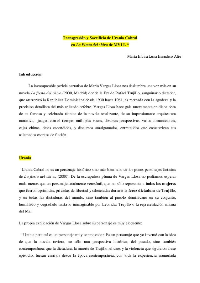 La fiesta del chivo. ensayo especializado