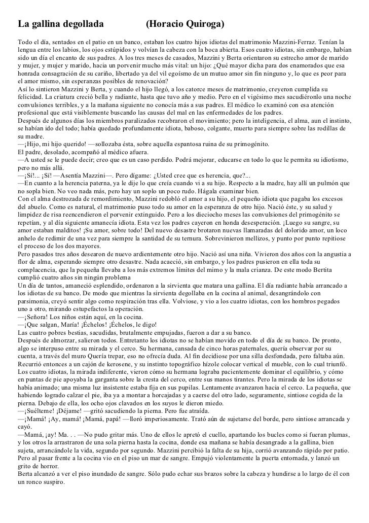 La gallina degollada (horacio quiroga) La gallina degollada (horacio quiroga)