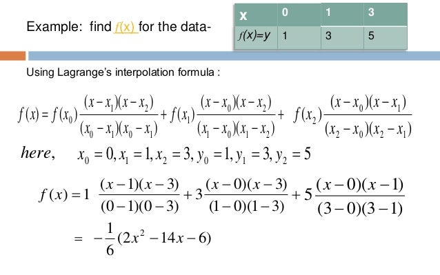 Lagrange’s interpolation formula Lagrange’s interpolation formula