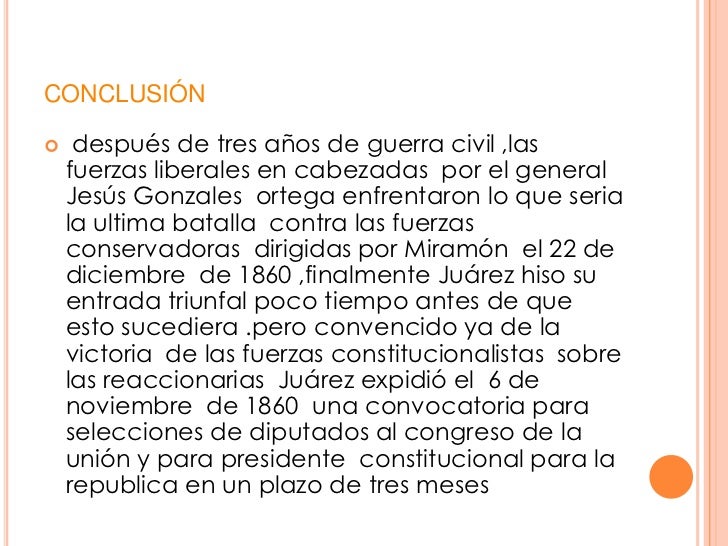 Conclusión De La Guerra De Reforma