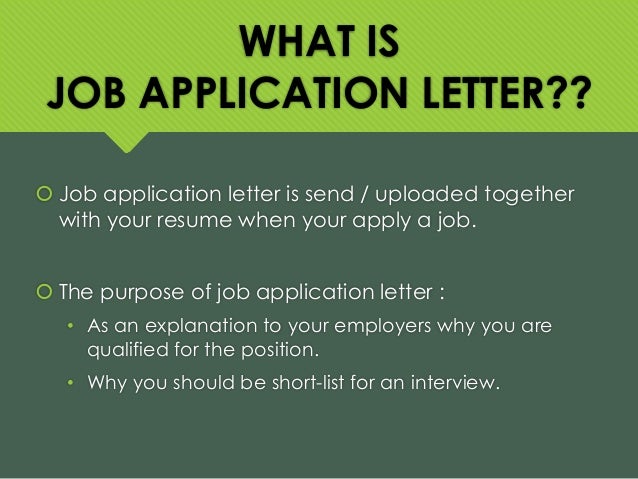 What is the meaning of an application letter?