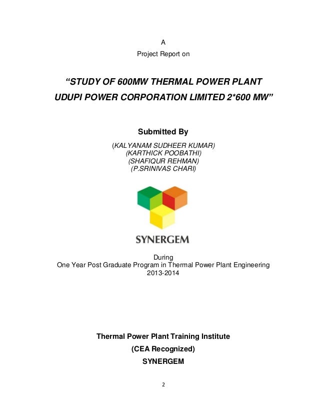 Thesis on thermal power plant