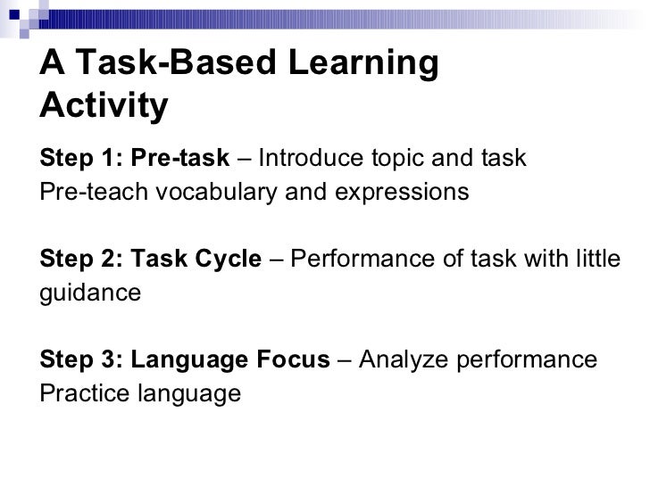 task based language learning and teaching english literature essay Medu3104a literature ii media in teaching and learning, the selected approaches to teaching english as a foreign/ additional language (tefl): eg task-based. task based language learning and teaching english literature essay Medu3104a literature ii media in teaching and learning, the selected approaches to teaching english as a foreign/ additional language (tefl): eg task-based.
