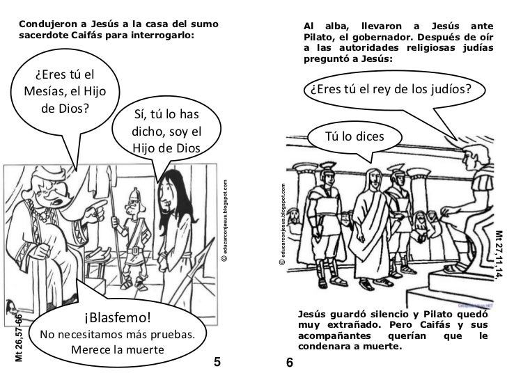 Condujeron a Jesús a la casa del sumo sacerdote Caifás para interrogarlo:<br />Al alba, llevaron a Jesús ante Pilato, el g...