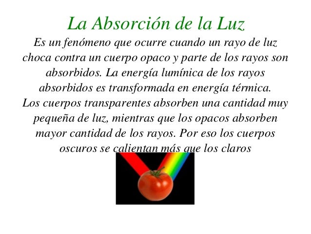 La reflexión, absorción y refracción de la luz