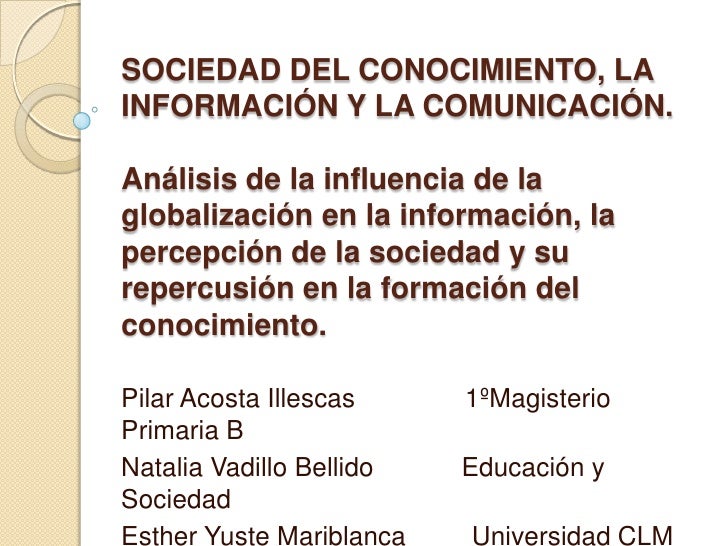 INFORMACION Y SOCIEDAD informacion y sociedad:
