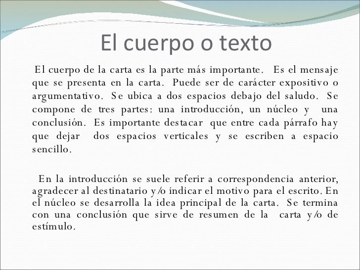 Las Partes De La Carta Y Sus Formatos