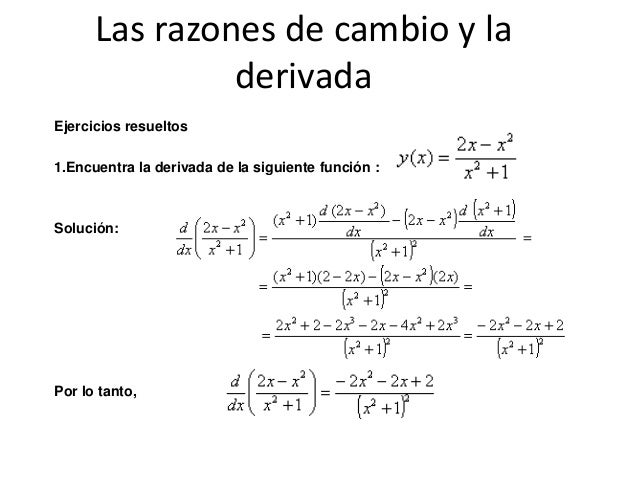 Las razones de cambio y la derivada expo