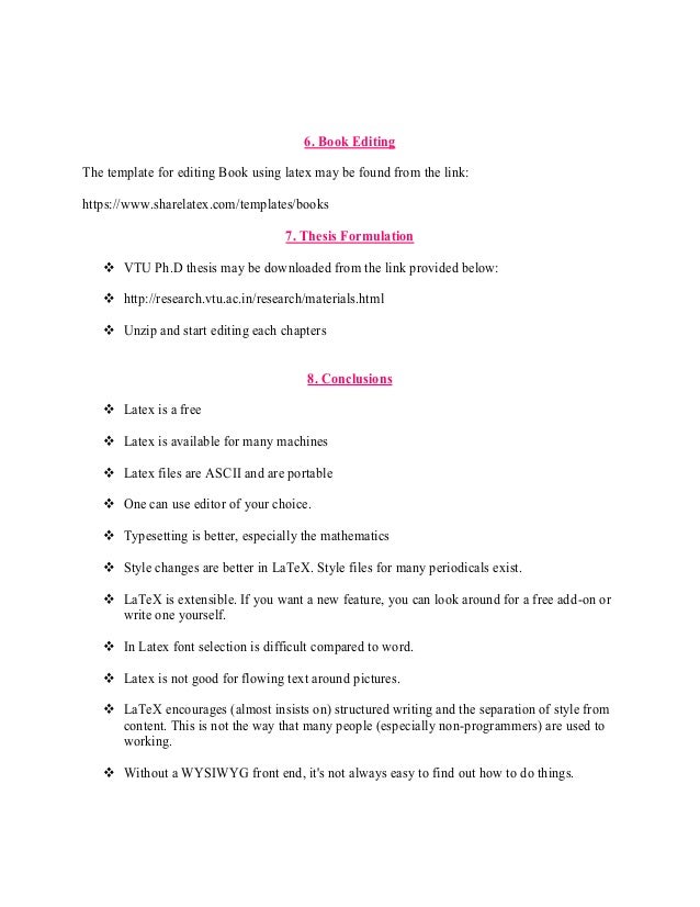 Writing your thesis in latex