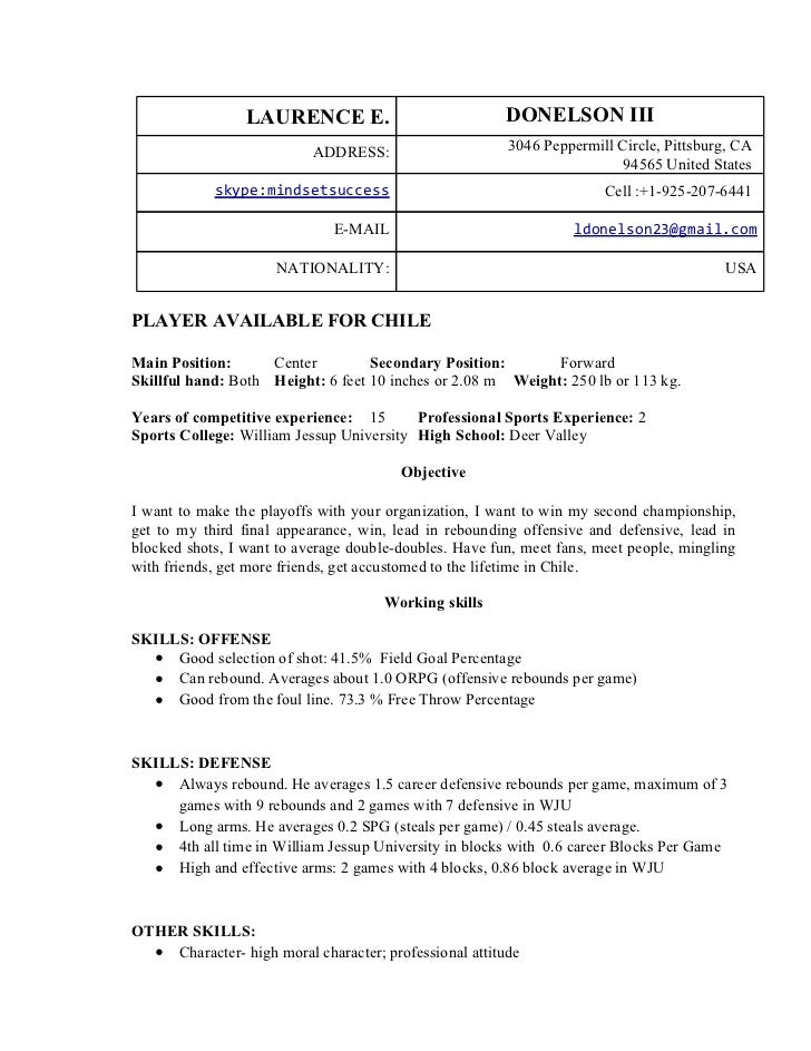 laurence edward donelson iii professional basketball resume laurence edward donelson iii professional basketball resume