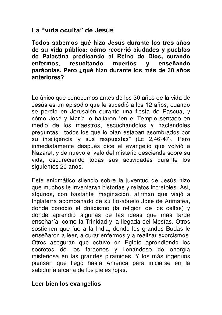 VIDA OCULTA Y PUBLICA DE JESUS vida oculta y publica de jesus: