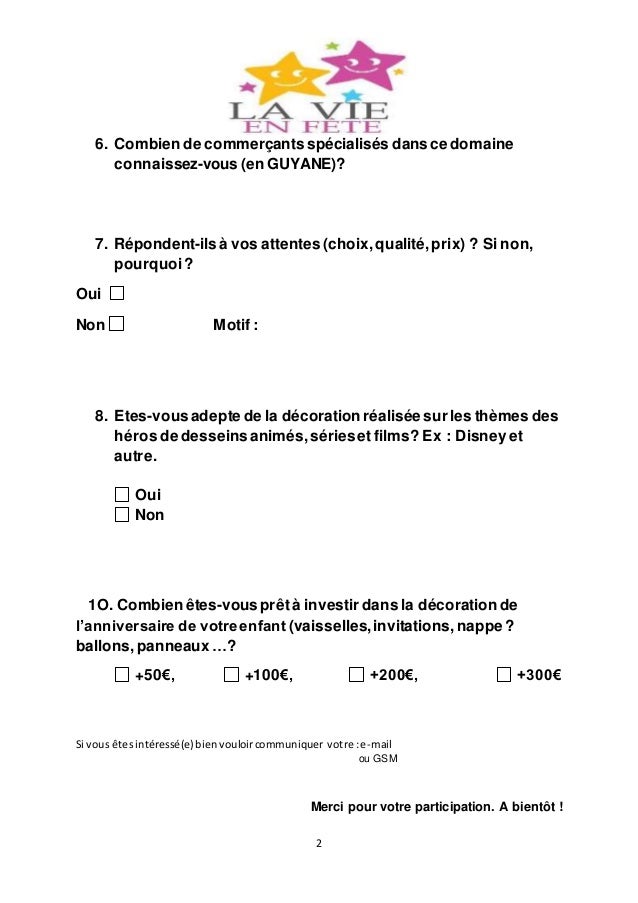 Exemple questionnaire