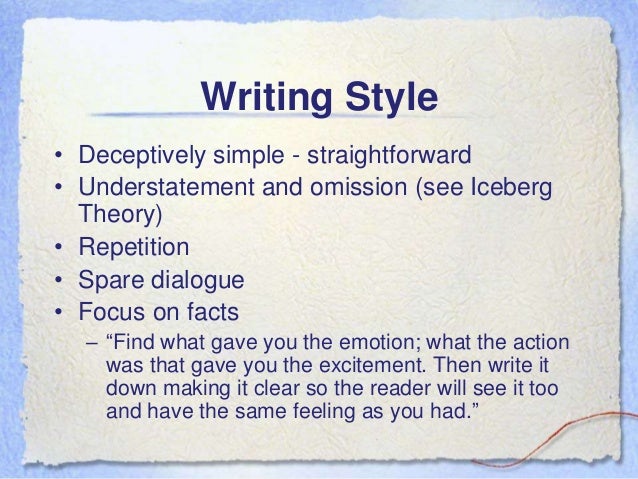 hemingway iceberg theory essay Hemingway’s theory of omission or iceberg theory the iceberg theory means the reader gives you just enough so you can put the research essay. hemingway iceberg theory essay Hemingway’s theory of omission or iceberg theory the iceberg theory means the reader gives you just enough so you can put the research essay.