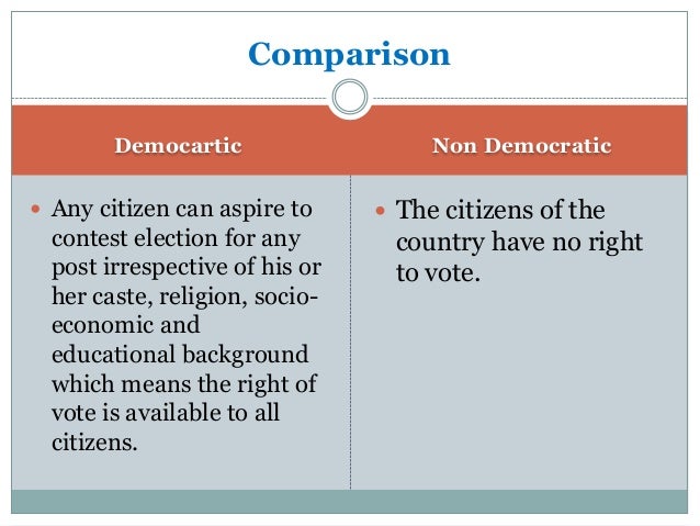 freedom in democracies and dictatorship Democracy vs dictatorship: whereas democracy thrives on freedom, a dictatorship thrives on oppression there is no freedom in a dictatorship. freedom in democracies and dictatorship Democracy vs dictatorship: whereas democracy thrives on freedom, a dictatorship thrives on oppression there is no freedom in a dictatorship.