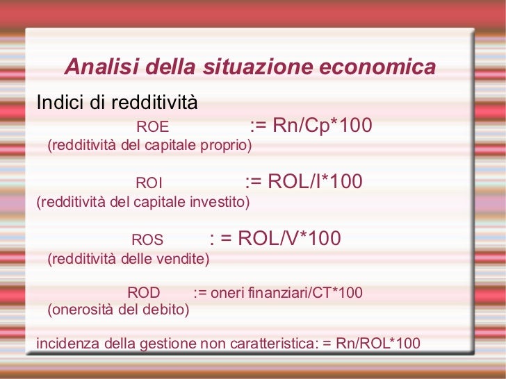 Indice Di Rotazione Del Capitale Investito Le analisi di bilancio