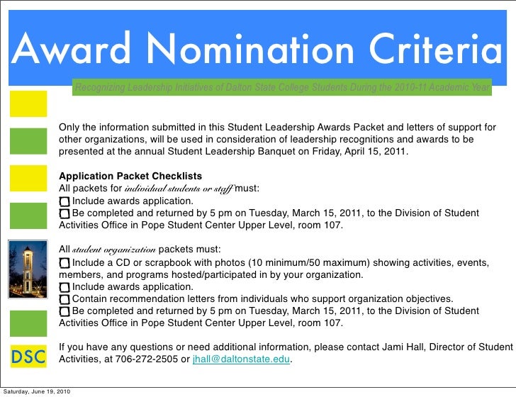Leadership awards and criteria pdf