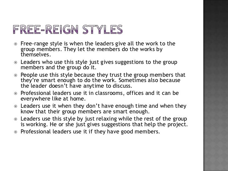 types of leadership styles essay Assessing leadership style: a trait analysis two major types of statements are readily available for these leadership styles. types of leadership styles essay Assessing leadership style: a trait analysis two major types of statements are readily available for these leadership styles.