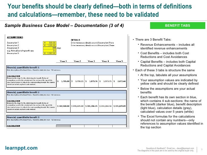 Business Case Excel Financial Model Documentation