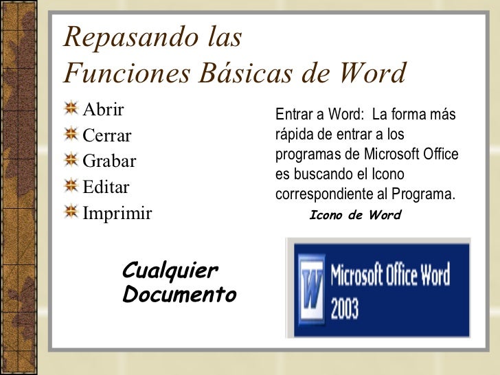 LeccióN 1a Funciones Del Programa Word