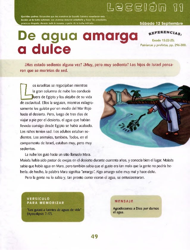Lección 11 Infantes De agua amarga a dulce Escuela Sabática Men…