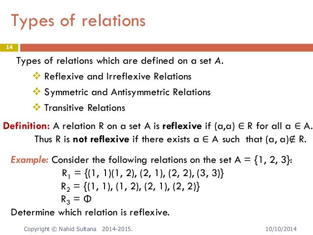 how to determine if a relation is reflexive symmetric or transitive
