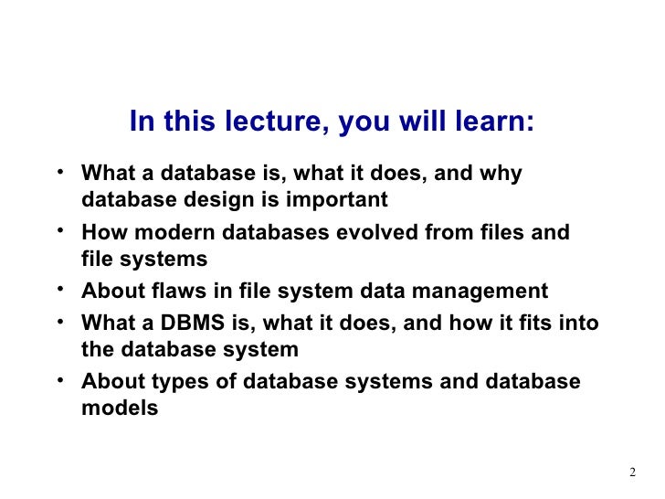Lecture 01 Introduction To Database