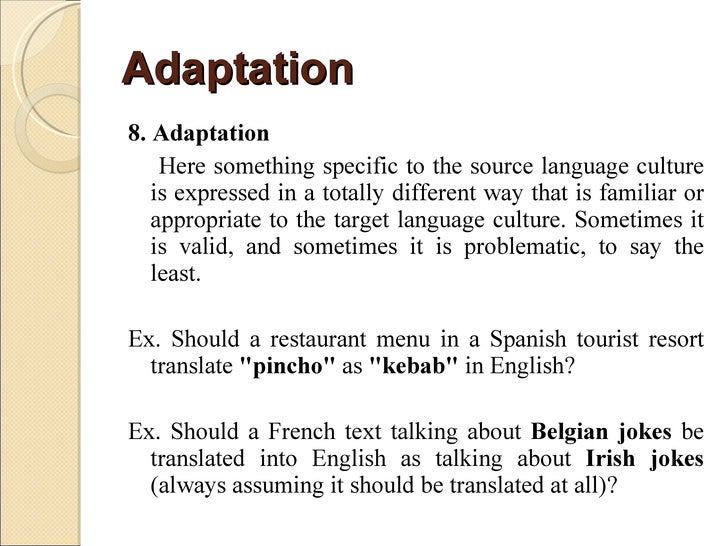 translation techniques from english into romanian and russin spanish restaurant menu example