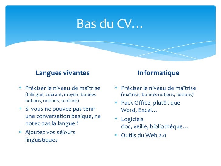cv type niveau langue