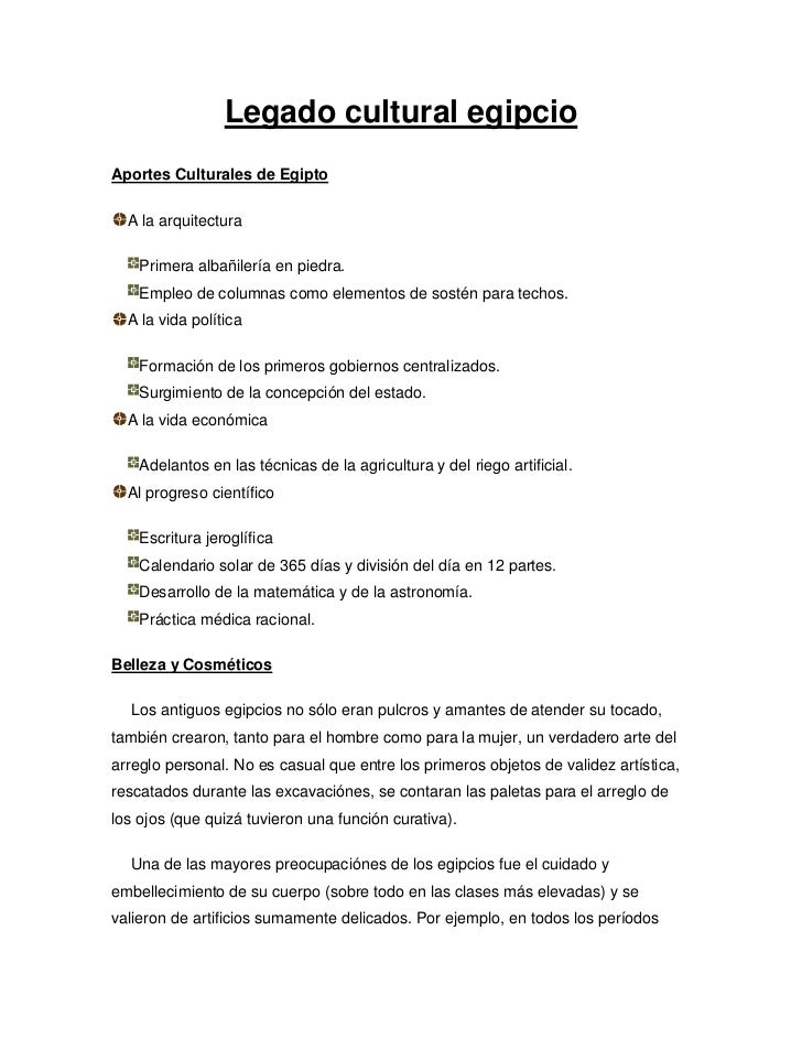 EL LEGADO CULTURA DE EGIPTO el legado cultura de egipto: