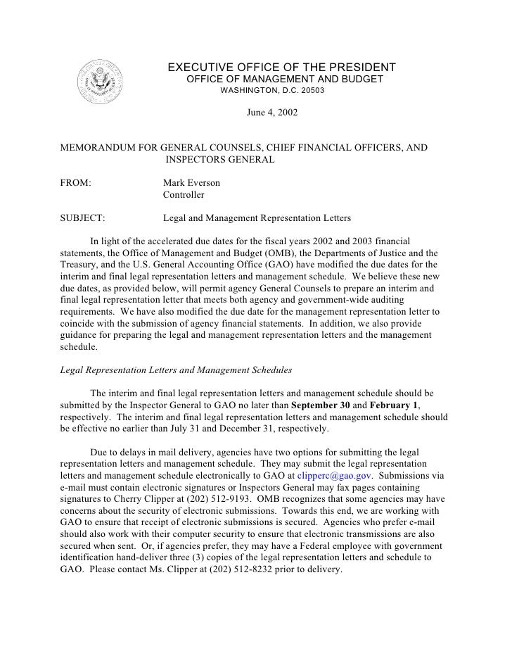 Legal And Management Representation Letters