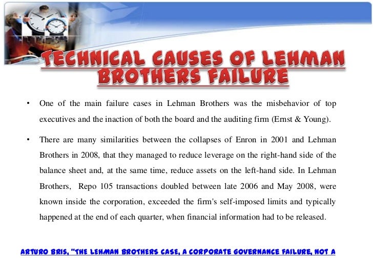 corporate governance of lehman brothers The collapse of lehman brothers and northern rock was caused by poor strategic decisions and corporate greed weak corporate governance structures contributed to the collapse of lehman brothers and northern rock by allowing the management to pursue high impact business strategies. corporate governance of lehman brothers The collapse of lehman brothers and northern rock was caused by poor strategic decisions and corporate greed weak corporate governance structures contributed to the collapse of lehman brothers and northern rock by allowing the management to pursue high impact business strategies.