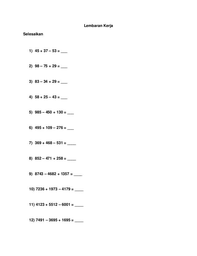 54 DOWNLOAD FREE MATEMATIK TAHUN 4 SOALAN LATIHAN 2019