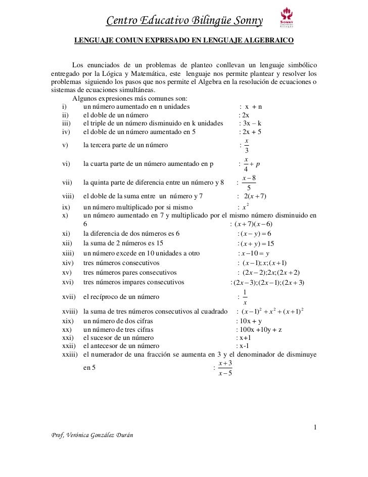 LENGUAJE ALGEBRAICO QUE ES lenguaje algebraico que es: