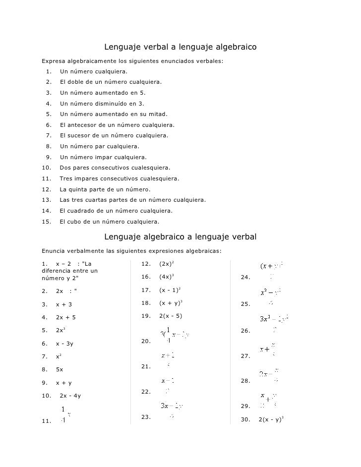 El Cuadrado De Un Número Lenguaje Algebraico