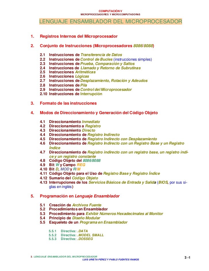 LENGUAJE ENSAMBLADOR lenguaje ensamblador: