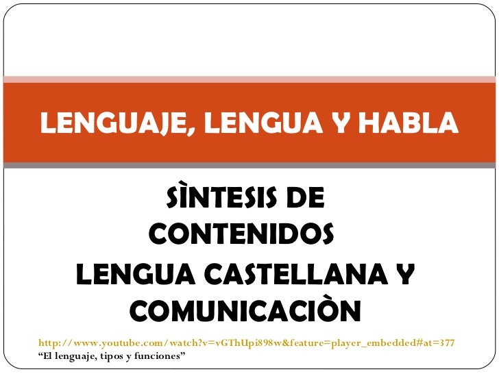 DE LENGUA HABLA Y LENGUAJE de lengua habla y lenguaje: