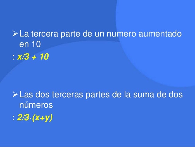 Lenguaje natural a algebraico