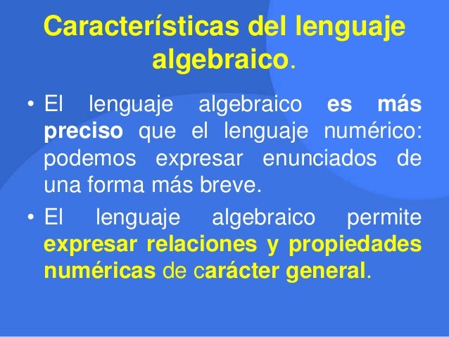 Lenguaje natural a algebraico