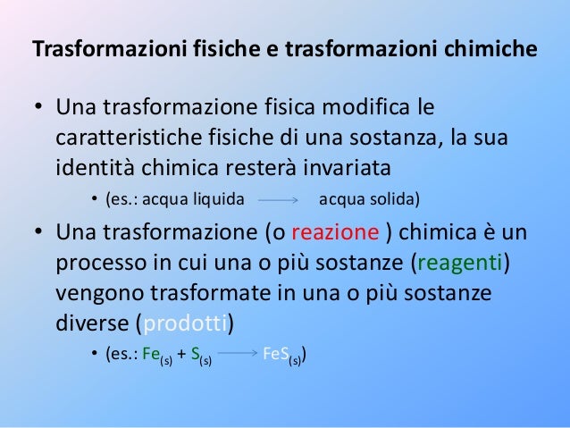 Le reazioni chimiche