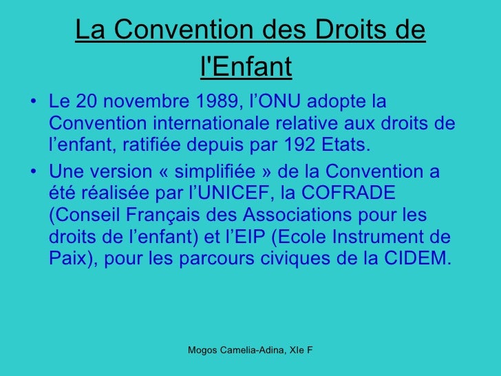 Convention Internationale Des Droits De L Enfance Simplifiée