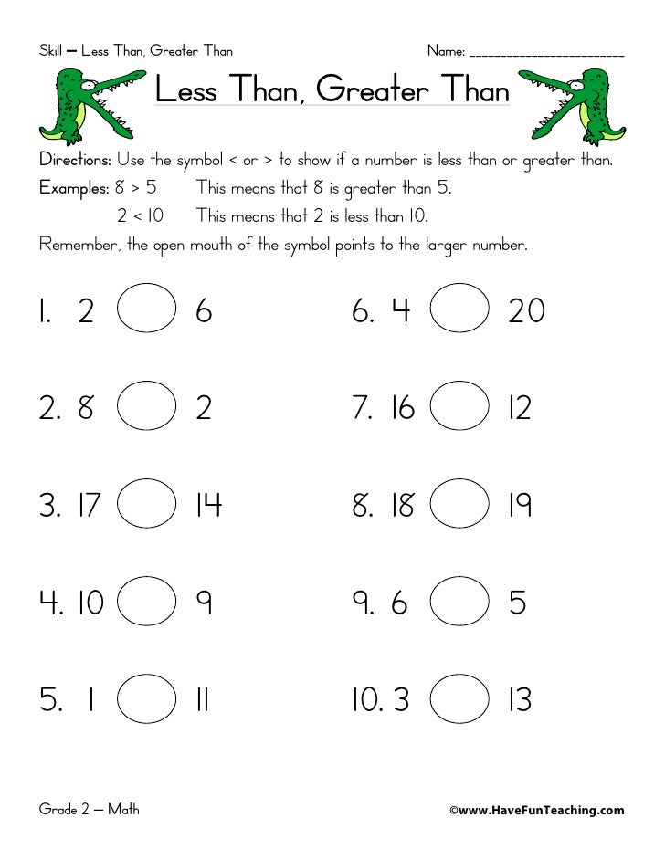 greater than less than equal to worksheet kindergarten