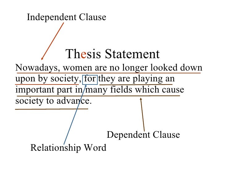 Qualifying statements for a thesis